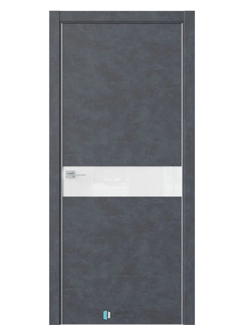 Межкомнатная дверь WestStyle Industrial IN1 ДО Lacobel Аляска Бетон маренго
