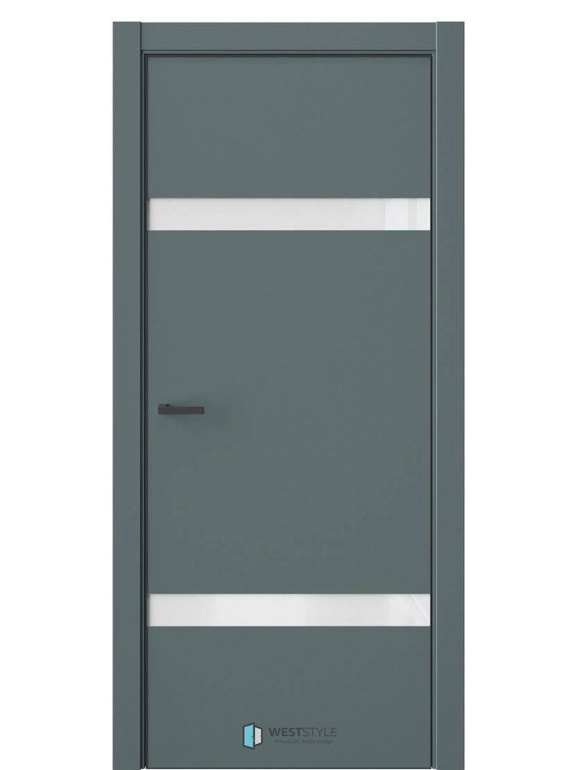 Межкомнатная дверь WestStyle Industrial IN3 ДО Lacobel Аляска Нефритовый сад