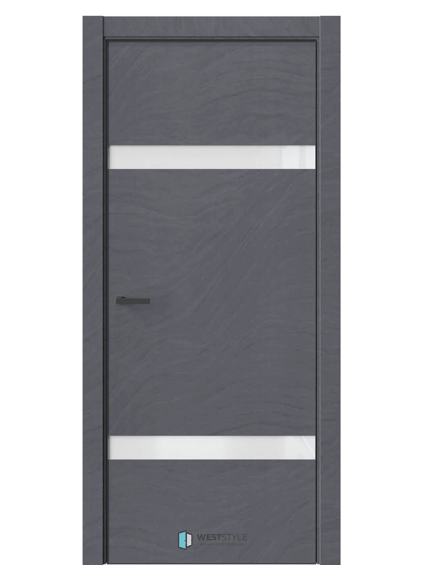 Межкомнатная дверь WestStyle Industrial IN3 ДО Lacobel Аляска Стоунлайн дарк
