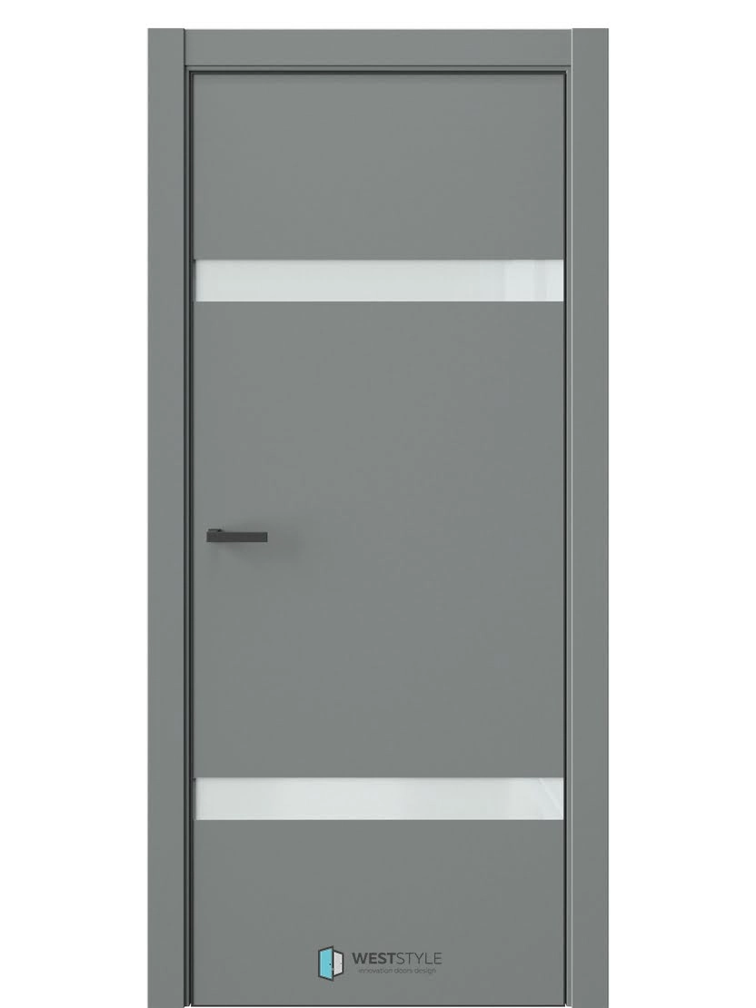 Межкомнатная дверь WestStyle Industrial IN3 ДО Lacobel Белое Морская галька