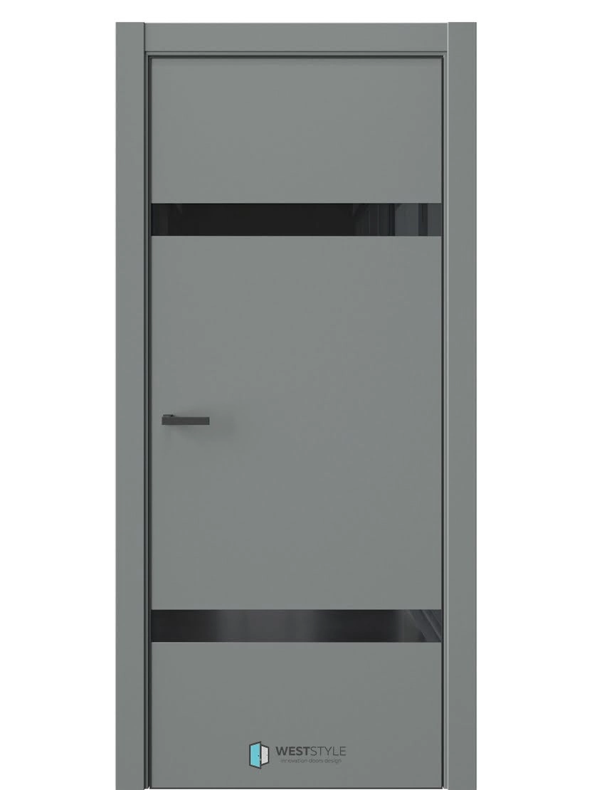 Межкомнатная дверь WestStyle Industrial IN3 ДО Lacobel Черное Морская галька