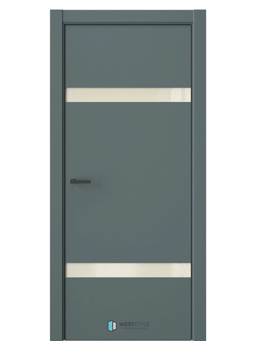 Межкомнатная дверь WestStyle Industrial IN3 ДО Lacobel Молочный Нефритовый сад