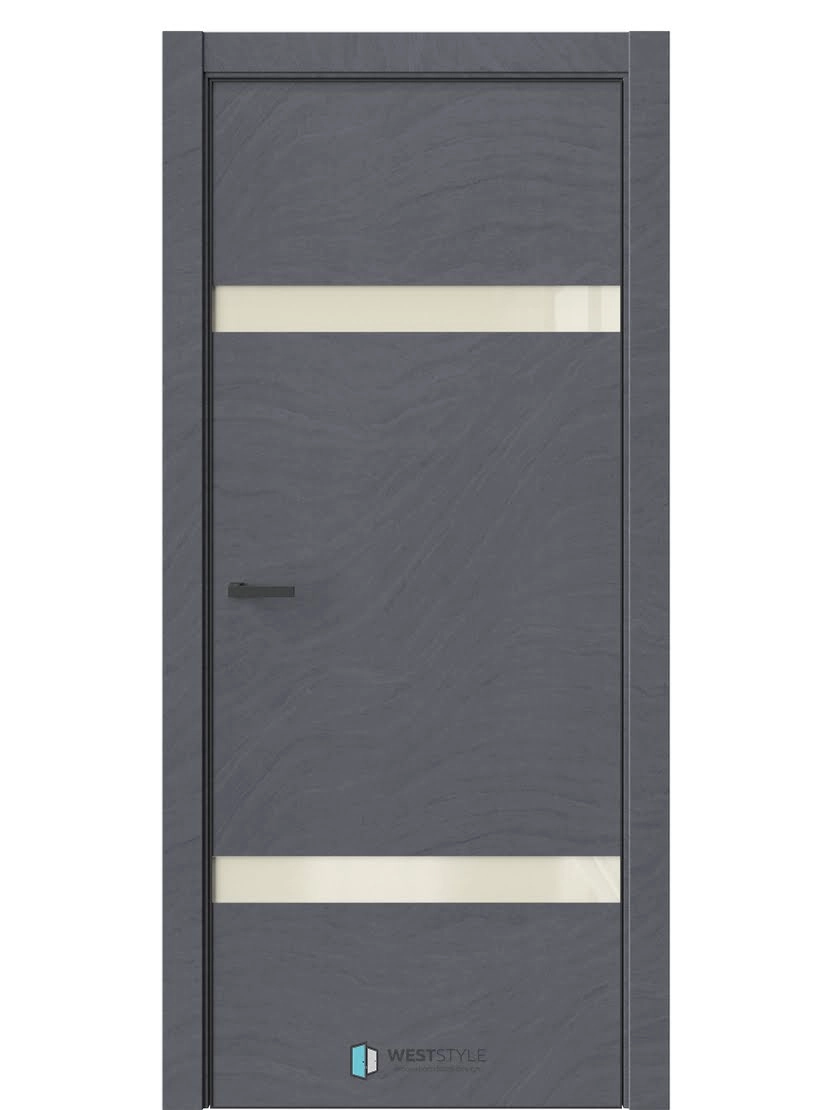 Межкомнатная дверь WestStyle Industrial IN3 ДО Lacobel Молочный Стоунлайн дарк