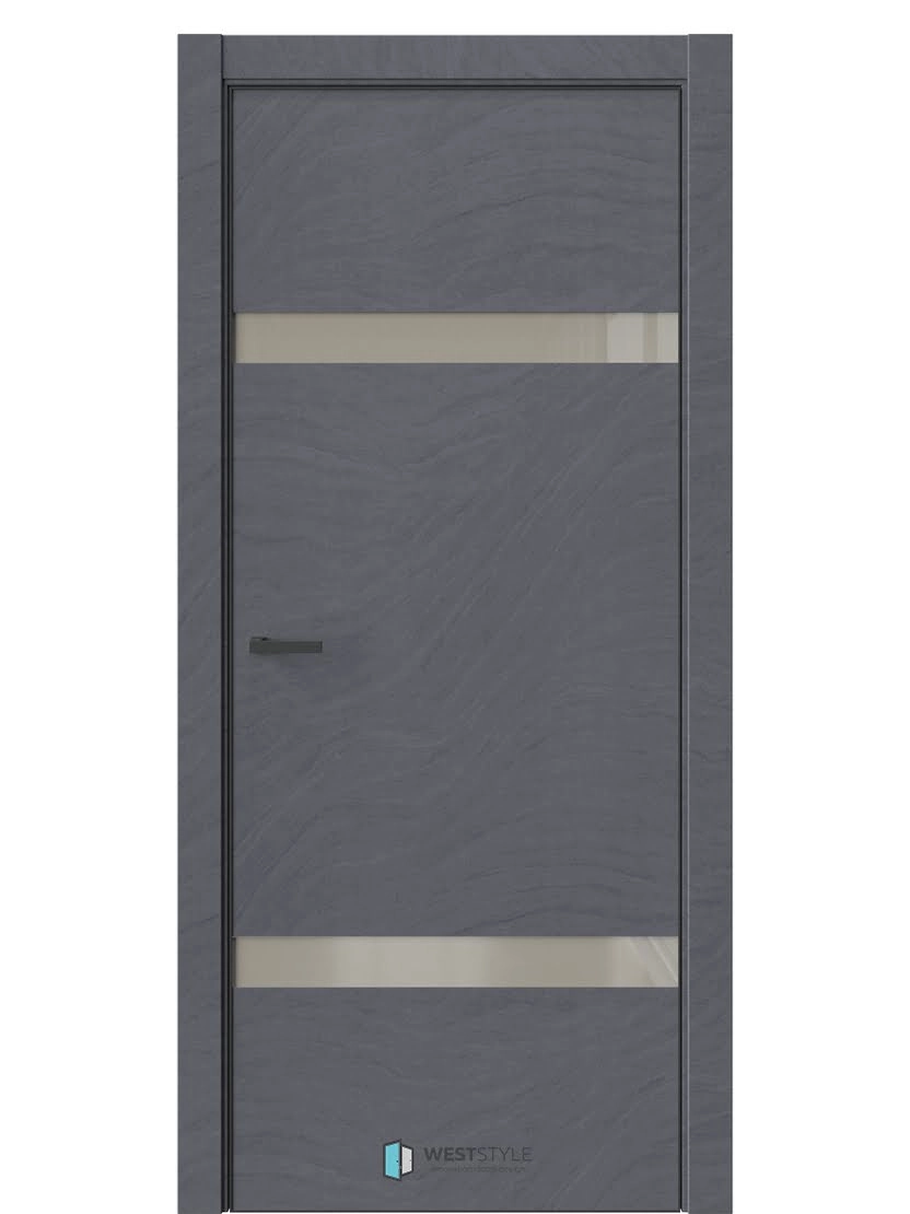 Межкомнатная дверь WestStyle Industrial IN3 ДО Lacobel Шамуа Стоунлайн дарк