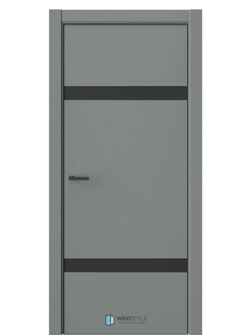 Межкомнатная дверь WestStyle Industrial IN3 ДО Matelac черное сатин Морская галька