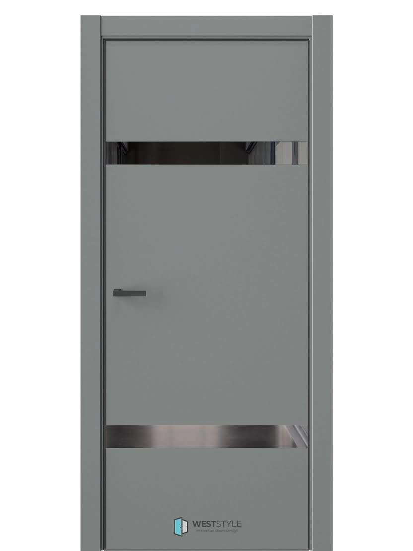 Межкомнатная дверь WestStyle Industrial IN3 ДО Зеркало графитовое Морская галька