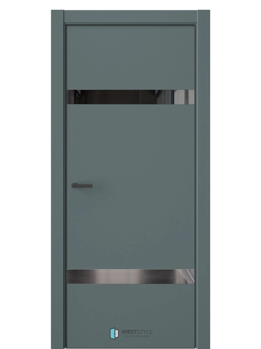 Межкомнатная дверь WestStyle Industrial IN3 ДО Зеркало графитовое Нефритовый сад
