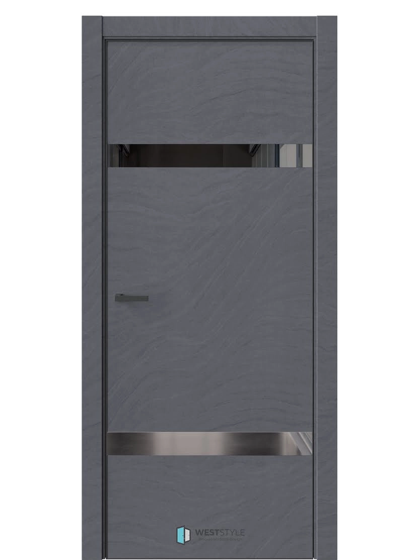 Межкомнатная дверь WestStyle Industrial IN3 ДО Зеркало графитовое Стоунлайн дарк