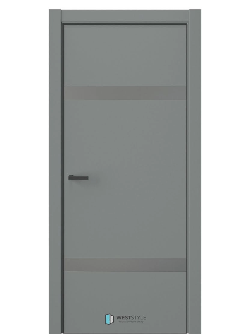 Межкомнатная дверь WestStyle Industrial IN3 ДО Зеркало сатин графит Морская галька